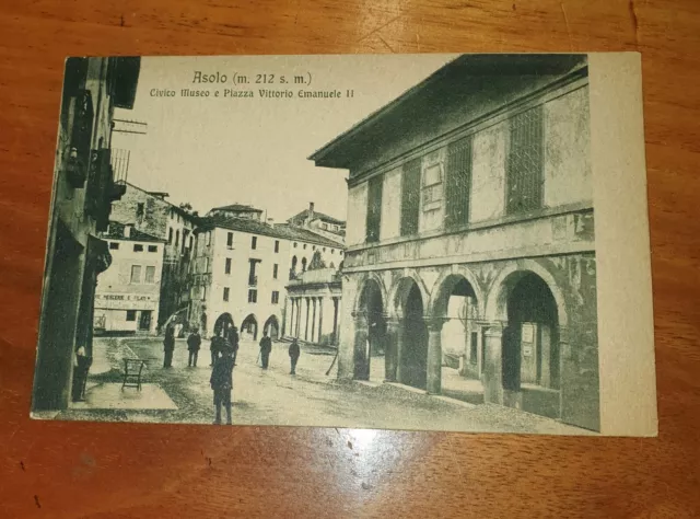 Bella Cartolina Piazza di Asolo di Treviso originale primi 900