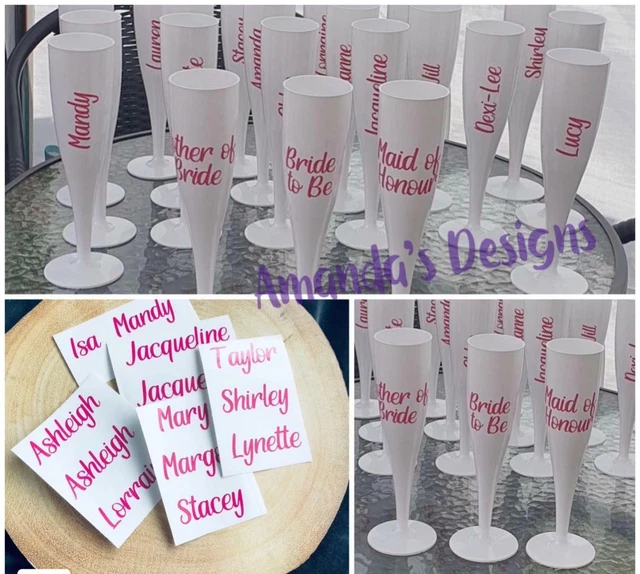 Wedding Vinyl Decal Sticker for Champagne Flute Prosecco Glass Bride Groom (F*4)