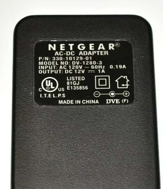 Netgear AC/DC Adapter Model DV-1280-3 330-10129-01 Power Supply 12VDC 1A    DV-1