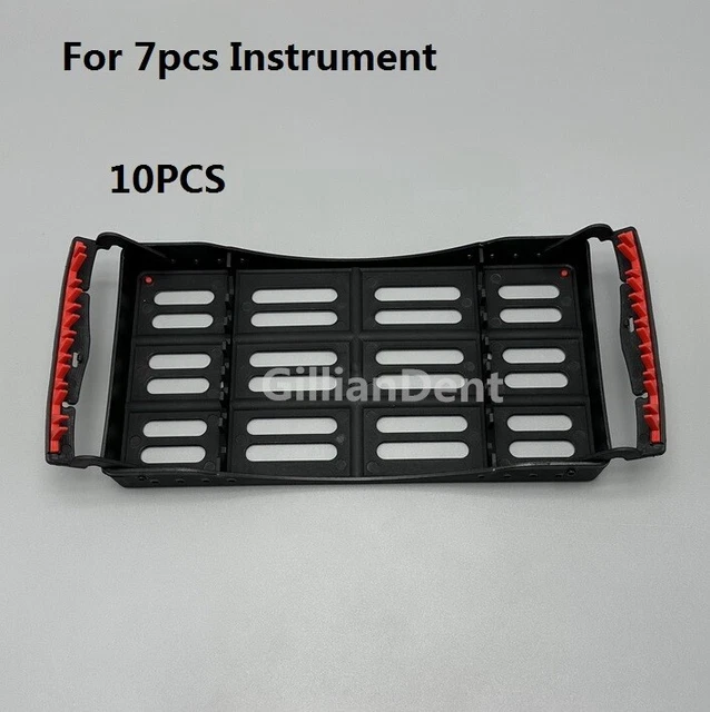 Dental 7 Instrument Sterilization Cassette Box Rack Rubber Linker Tray Plastic