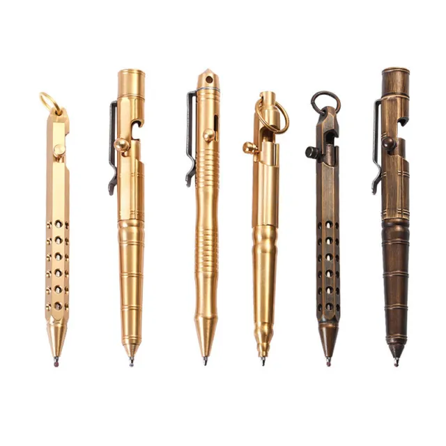 Quality Solid Brass Bolt Action Ball Point Pen Copper Art Craft Pocket EDC Gift