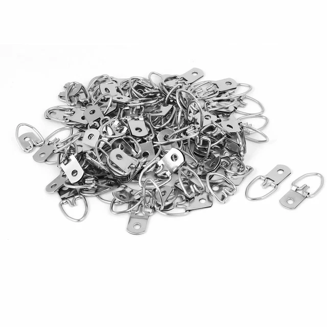 32mmx15mm Single Hole D-Ring Picture Photo Frame Hanging Hanger Hook 100pcs