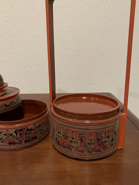 Gorgeous Antique Burmese (Myanmar) Tiffin Box 4-Tiers 10