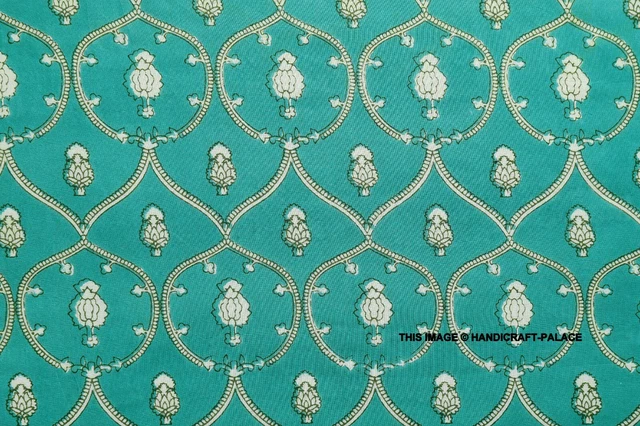 Neuf Pure Coton Tissu 2.7m Artisanat Indien Main Bloc Imprimé Course Floral