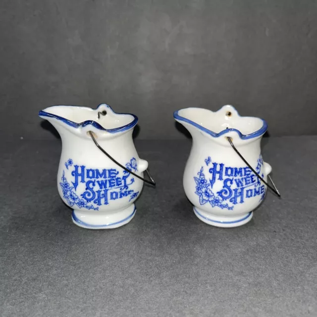 1979 SNP Home Sweet Home Small Pitcher/ Bucket Blue And White Set Of 2