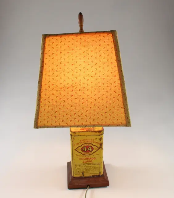 Vintage Hand Crafted Lipschutz Cigar Box Electric Lamp with Shade Tested Works