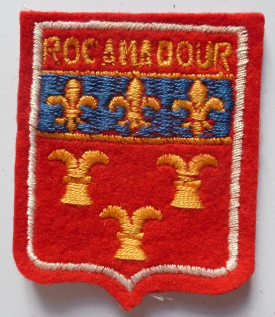 Blason ancien Ville de ROCAMADOUR Insigne Patch ecusson tissu circa 1950/1960