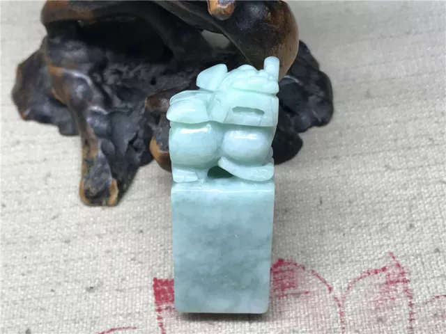 AAAAA Chinese artisan Hand-carved Delicate natural Jadeite seal pendant 78