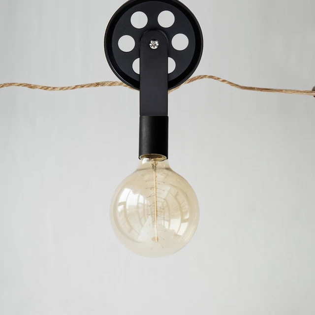 Ruota Supporto Piante Nere per Lampada a Ciondolo - Puleggia Agriturismo Vintage