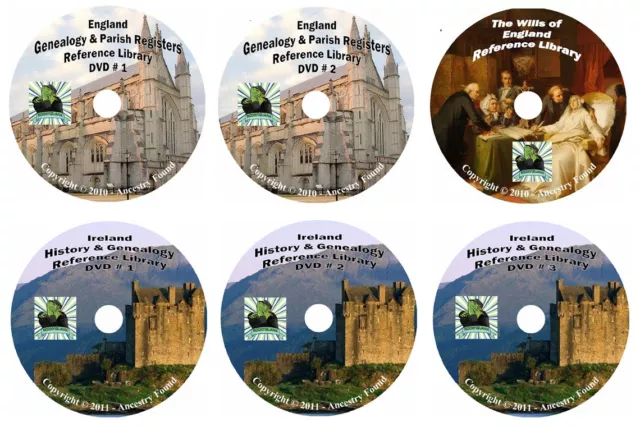 716 Books ENGLAND & IRELAND history & genealogy 6 -DVDs