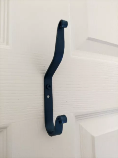 Amish forged wrought iron double coat hook - strong & sturdy hand crafted metal