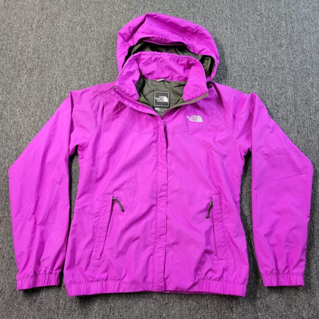 The North Face Rain Jacket Womens S Purple Full Zip Hidden Hood Nylon Coat