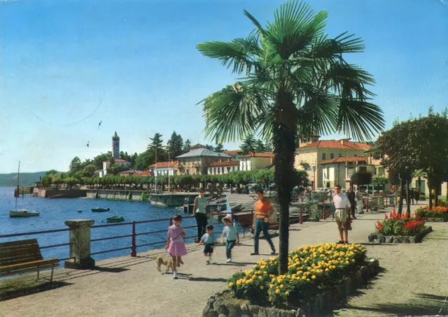 cartolina 1971 ITALIA LAGO MAGGIORE NOVARA LESA ANNULLI AZZURRI Italy postcard