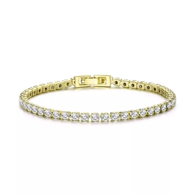 Gold Plated 3mm Tennis Bracelet Created with Zircondia® Crystals