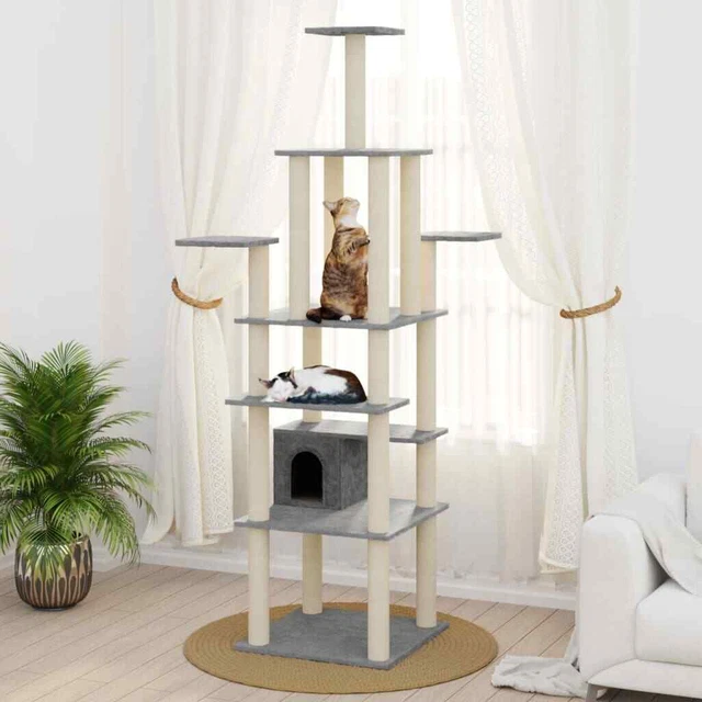 vidaXL Arbre à chat avec griffoirs en sisal Gris clair 183 cm