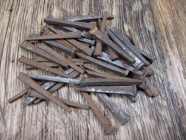 40- Rustic STEEL Square Nails 1 1/2 INCH Straight Cut Square Head-USA