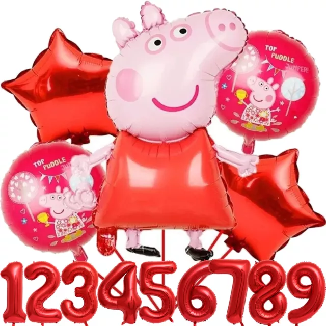 WUTZ KINDERGEBURTSTAG + ZAHLEN - Ballon Deko Party Set - Kompatibel zu Peppa Pig