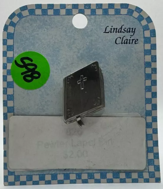 Bible, Pewter Pin / Brooch - Fine Pewter - Lindsay Claire Designs - As New