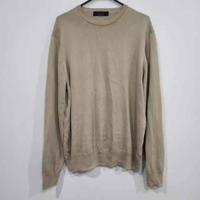 Zara Man Beige Mens Sweater Size XL Pullover Knit Jumper Cotton