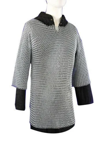 Medieval Aluminum Butted Chainmail Shirt Haubergeon Short Sleeves LARP Costume