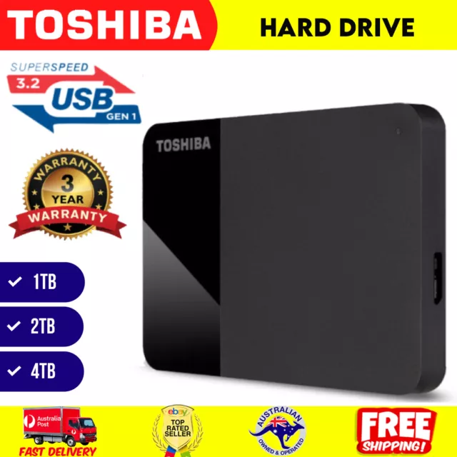 Toshiba 1TB 2TB 4TB External Hard Drive Portable Canvio Ready SuperSpeed USB 3.2