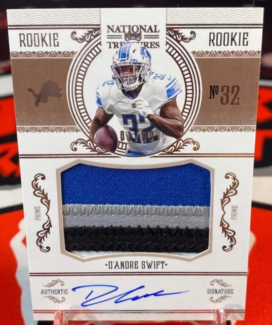 D' Andre Swift Rc - 2020 National Treasures 3 Color Rookie Jersey Patch Auto .'*