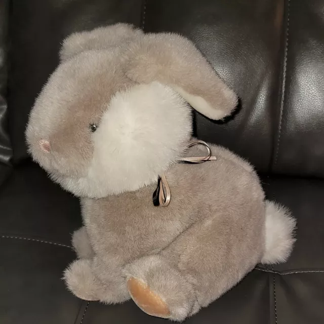 Gund Vintage Bunny Rabbit Plush Brambles Gray Stuffed Toy 11" 3426 Ribbon CLEAN