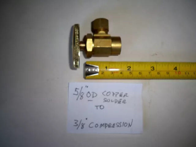 5/8" OD COPPER SOLDER TO 3/8 OD COMPRESSION  TOILET OR SINK BRASS  Valve  USA