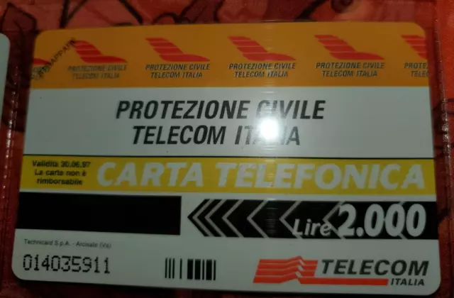 Schede Telefoniche PROTEZIONE CIVILE LIRE 2000 NUOVA ORIGINALE TELECOM