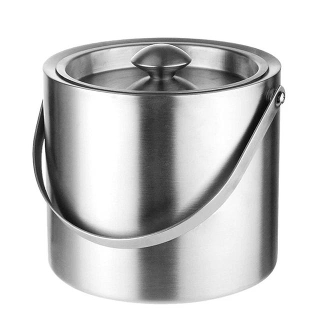 1 pieza Cubo Práctico Cubo de Hielo Vino De Acero Inoxidable 1,8 L (Plata)
