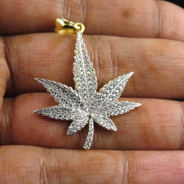 Colgante de hoja de hierba de marihuana con diamantes de imitación de 2,50...