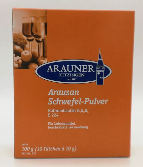 ARAUSAN 100g Schwefel-Pulver Kaliumdisulfit zum Wein schwefeln E 224 10x10g