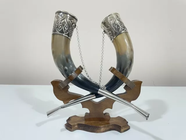 Viking Drinking Horn with Stand for Wedding, Groomsmen, Best Quality,