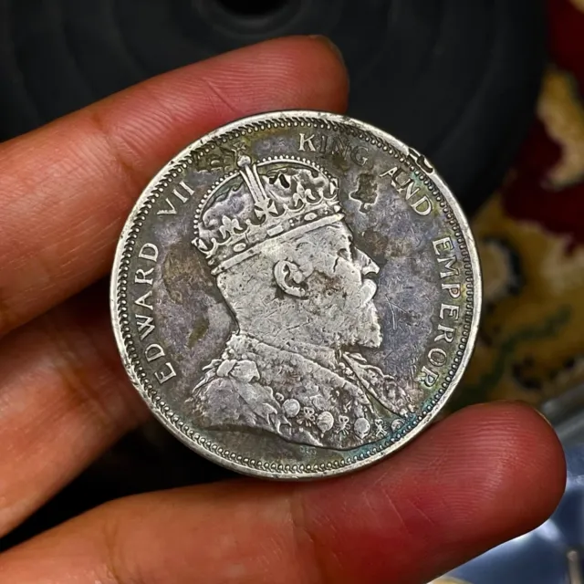 STRAITS SETTLEMENTS Dollar 1904-B Bombay Mint King Edward VII Chopmarked