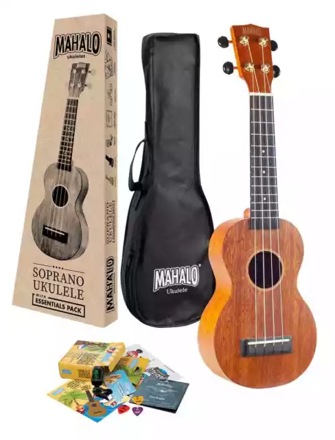 Soprano Ukulele w/Essentials Accessory Pack Mahalo Java Series MJ1TBRK Gift Idea