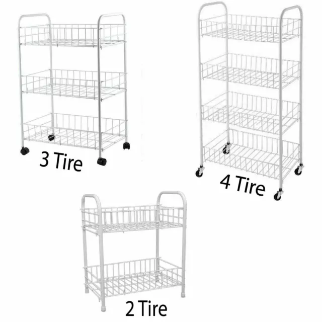 Carro de almacenamiento de frutas cocina de verduras blanco carrito de 2/3/4 niveles con ruedas