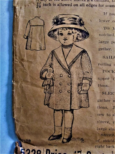 1880s Victorian Antique  Girls Child Coat Sears Roebuck Economy Sewing Pattern