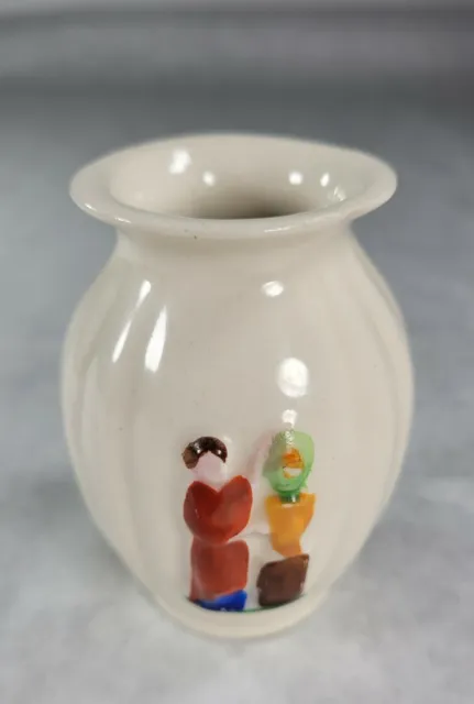 Vintage Miniature Ceramic Vase Oriental  Hand Painted Made in Japan