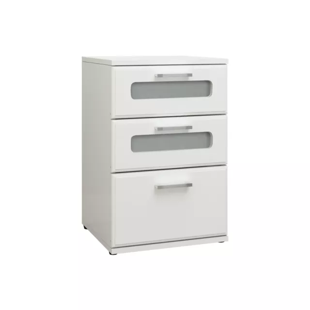 Mesita de noche mueble cómoda blanca mesa 3 cajónes para dormitorio 40x60x38 cm