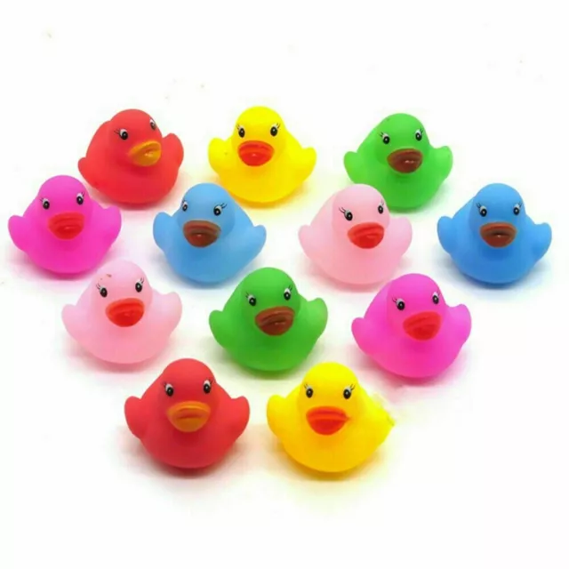 12PC Mini Bath Ducks FLOATING Multi Colour Coloured RUBBER Bath Toy Ducks Gift