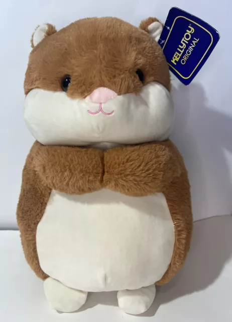 Kellytoy Chubby 14” Hamster With Tags Brown White Plush Stuffed Animal