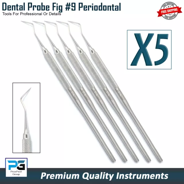 Dental Periodontal Probe 9 single ended Instrument Dentist Examination Pack Of 5