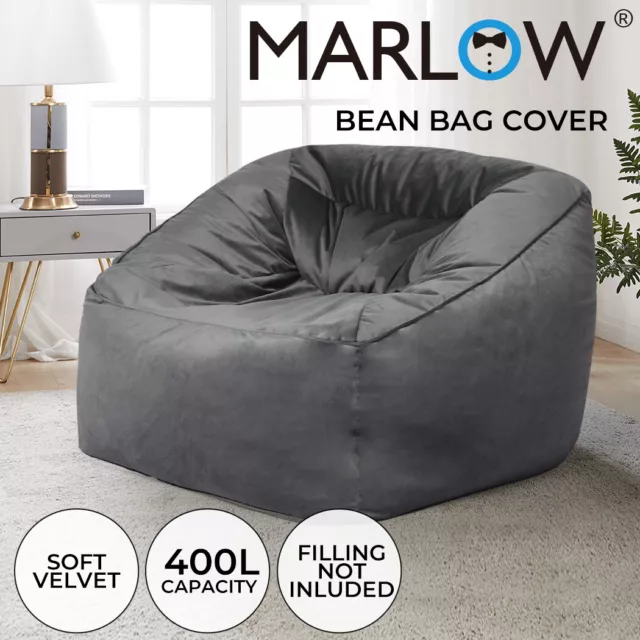 Marlow Bean Bag Chair Cover Soft Velvet Home Game Seat Lazy Sofa Cover Large