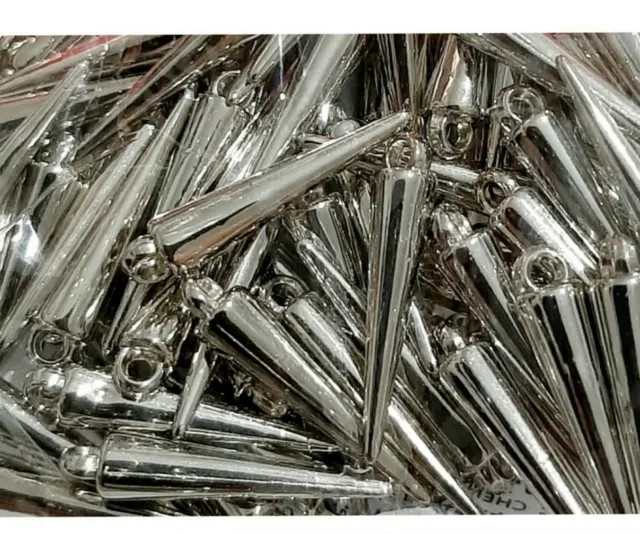 CHARMS CLEARANCE SALE  SPIKES SILVER ACRYLIC MEDIUM 5mm x 24mm  🇦🇺AUSSIE STOCK