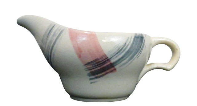 Stetson China Scots Clan Plaid Dinnerware Creamer Pink Charcoal Gray Vintage