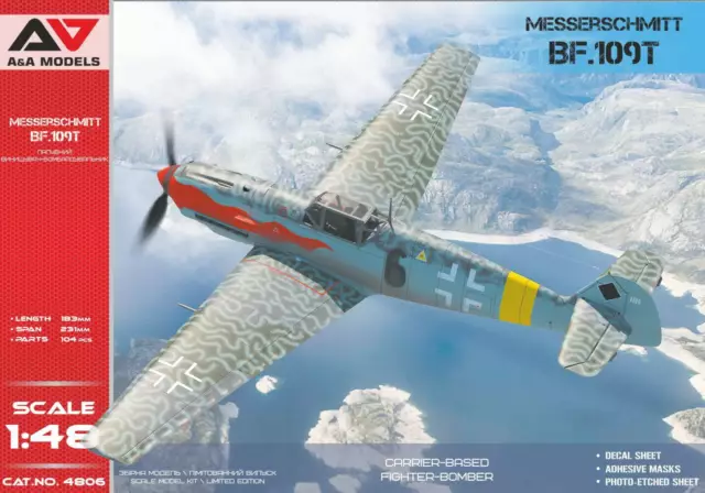 MESSERSCHMITT Bf.109T Carrier Based Fighter WWII  A&A 1/48 Plastic Kit