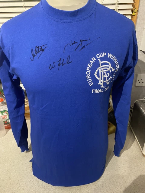Rare Glasgow Rangers 1972 ECWC score Draw Football Shirt Signed