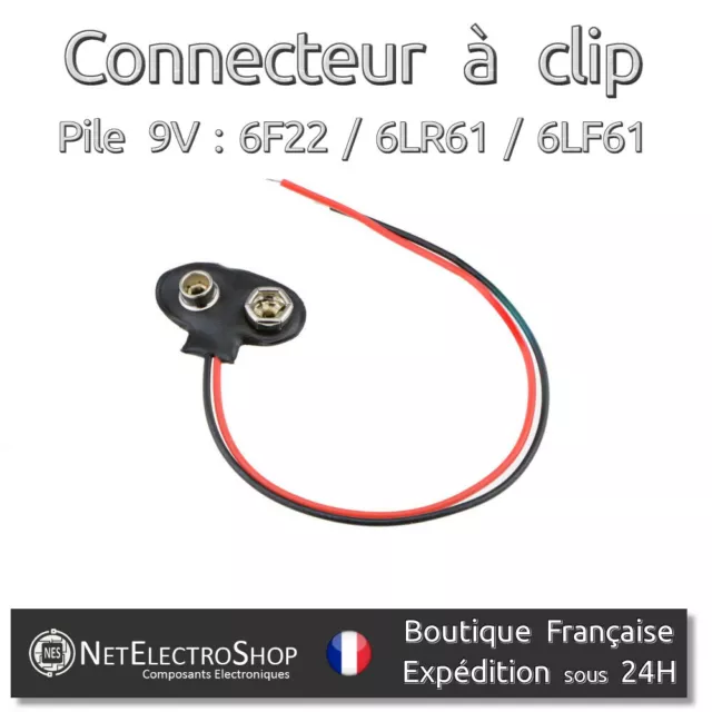 Connecteur à Clips pour Pile 9V (6F22)