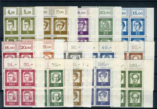 Berlin 199-213 Bedeutende Deutsche Eckrand Viererblock Satz OR postfrisch(G2609)