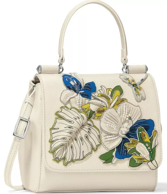 NWT Brighton Crystal Pond DAYLA Beaded White Leather Crossbody Purse Bag MRP$370